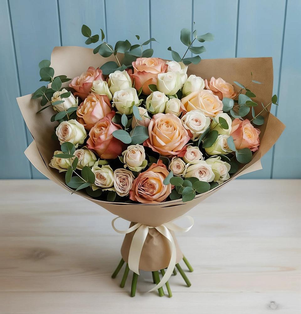 Букет цветов из: Альстромерии и Розы в Ровное