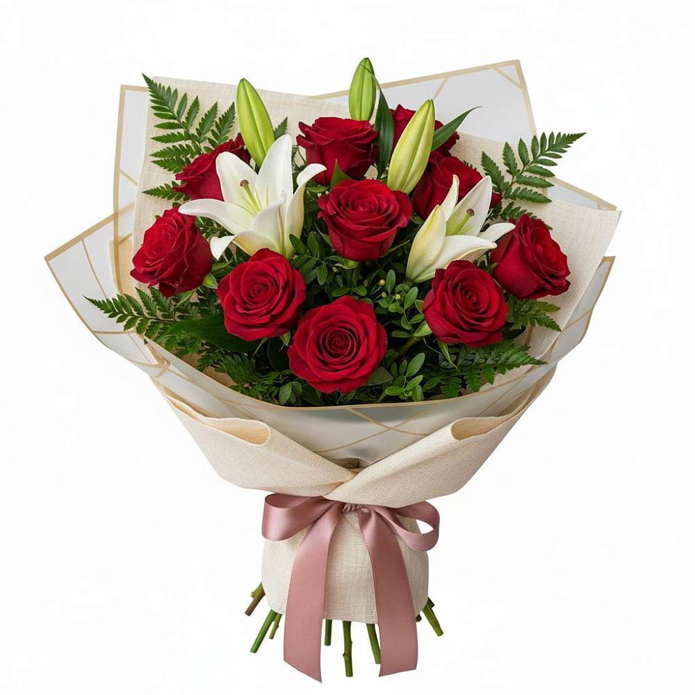 Букет цветов из: Лилии и Розы в Ровное