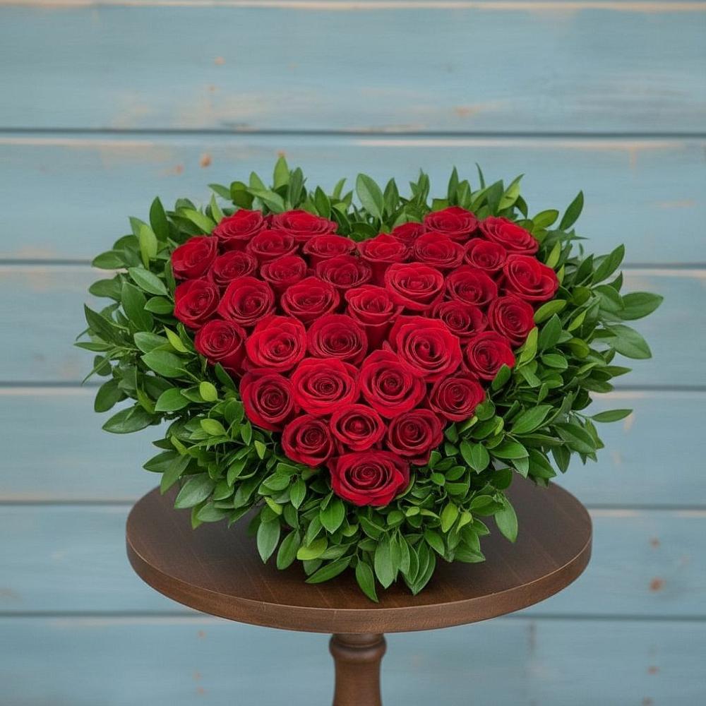 Цветочная композиция из Розы в виде сердца в Ровное