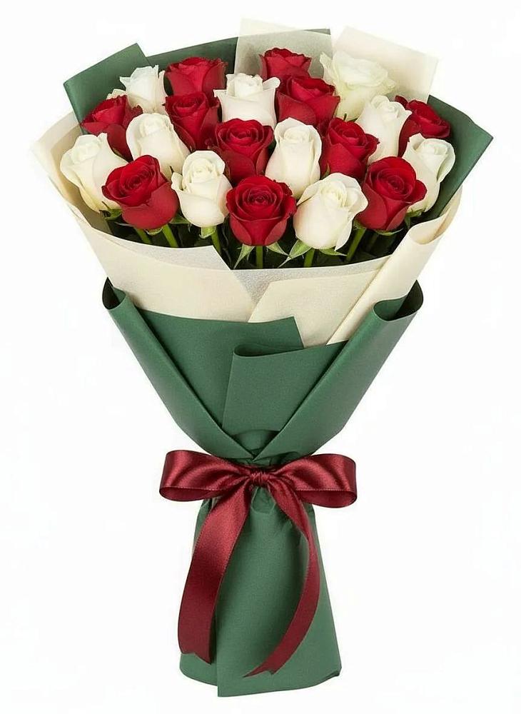 Букет Микс из красных и белых роз в Ровное