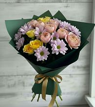 Букет цветов из:  Хризантемы и Розы в Ровное