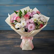 Букет цветов из:  Хризантемы, Альстромерии и Розы в Ровное