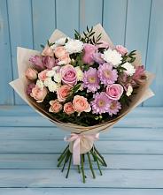 Букет цветов из:  Хризантемы, Розы и Альстромерии в Ровное