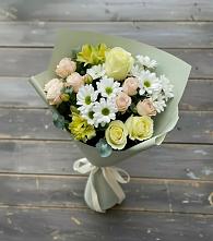 Букет цветов из:  Альстромерии, Розы и Хризантемы в Ровное