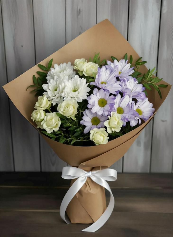 Букет цветов из: Хризантемы и Розы в Ровное